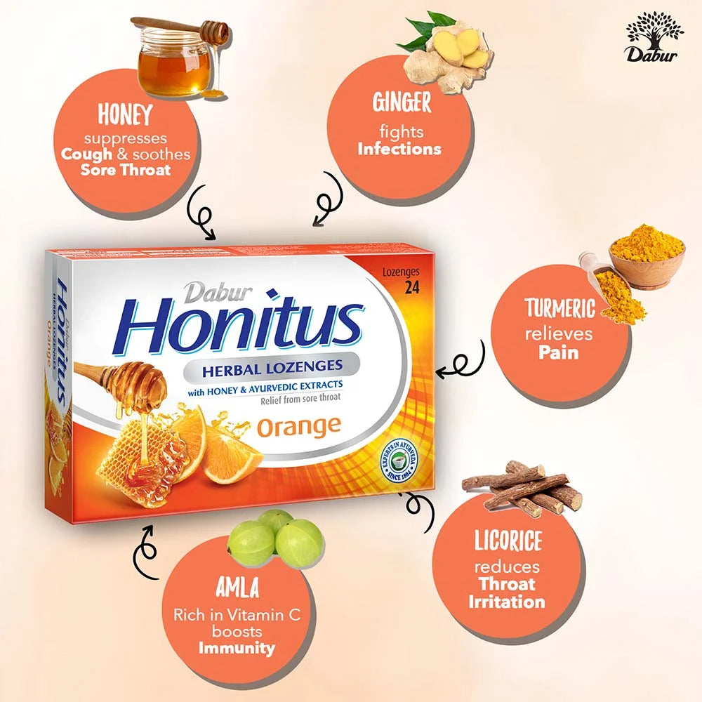Dabur Herbal Honitus Orange -24 Lozenges