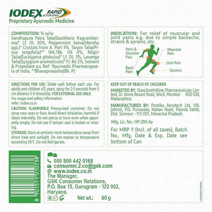 Iodex Rapid Action Pain Relief Spray-60g