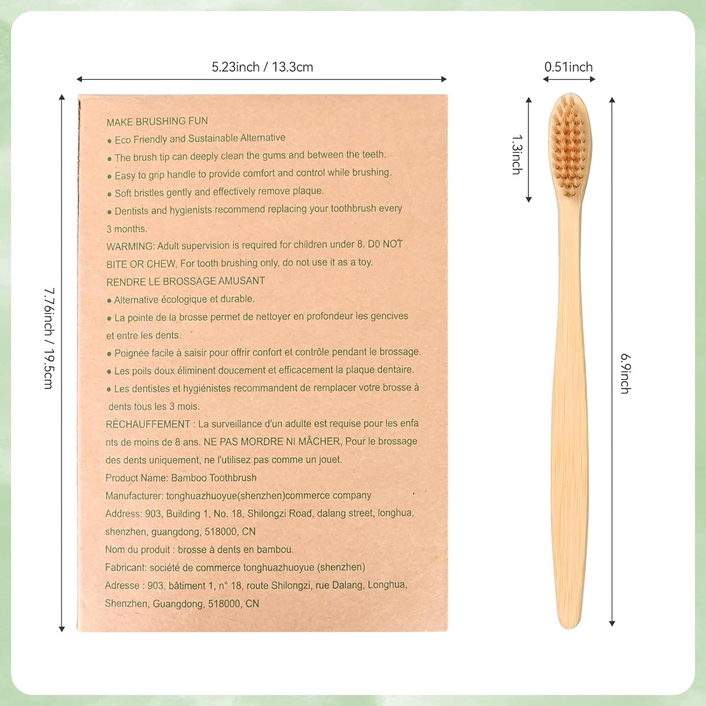 Daletu Bamboo Toothbrushes, Biodegradable Reusable Wooden Toothbrushes