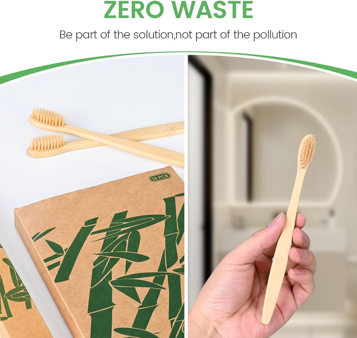 Daletu Bamboo Toothbrushes, Biodegradable Reusable Wooden Toothbrushes