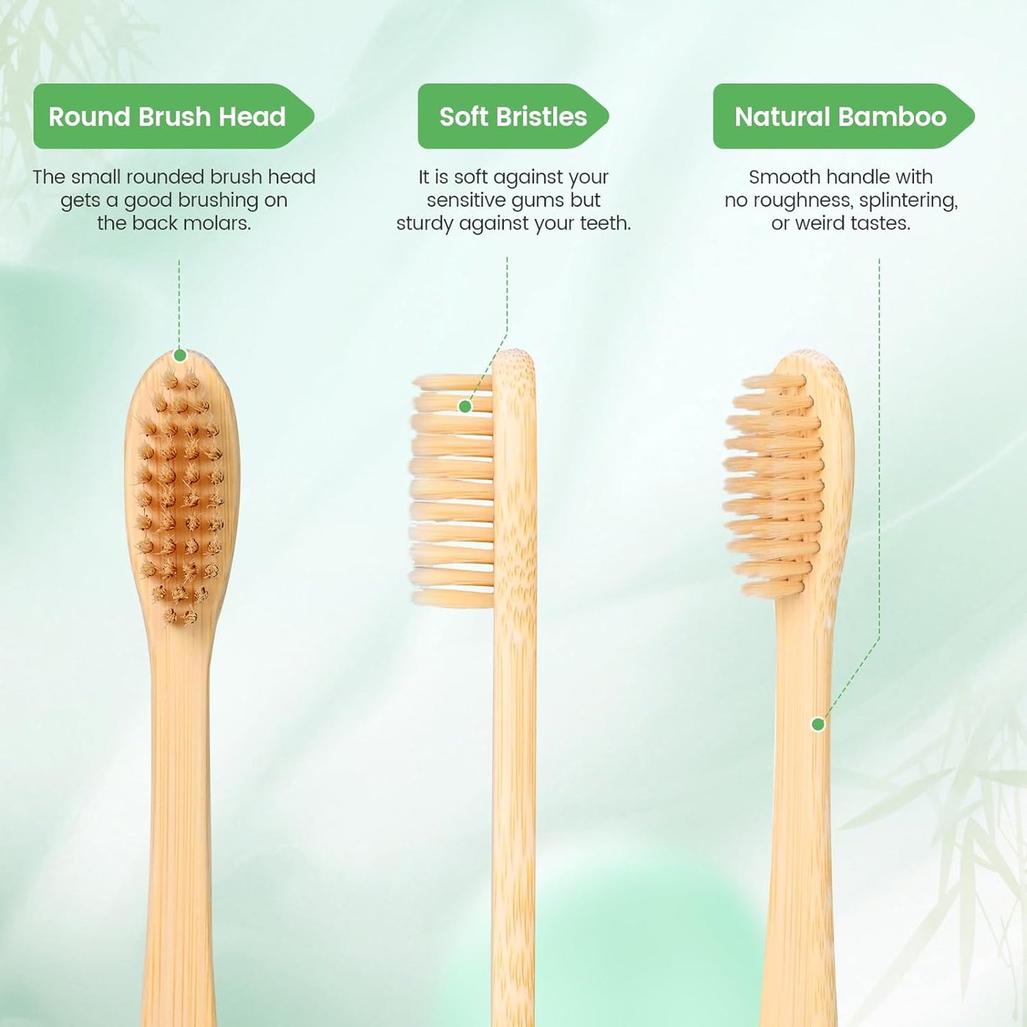 Daletu Bamboo Toothbrushes, Biodegradable Reusable Wooden Toothbrushes
