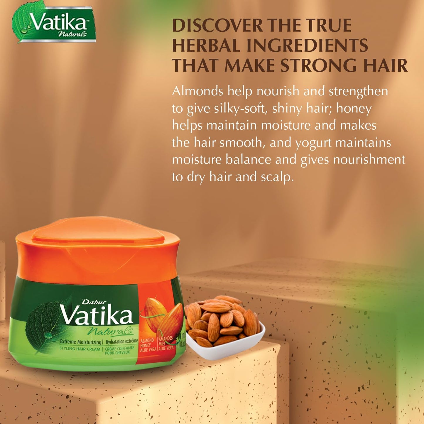Dabur Vatika Naturals Hair Cream - Honey Almond Aloe Vera - 210ml