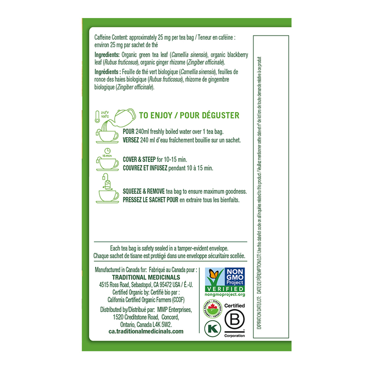 Traditional Medicinals Organic Green Tea Ginger