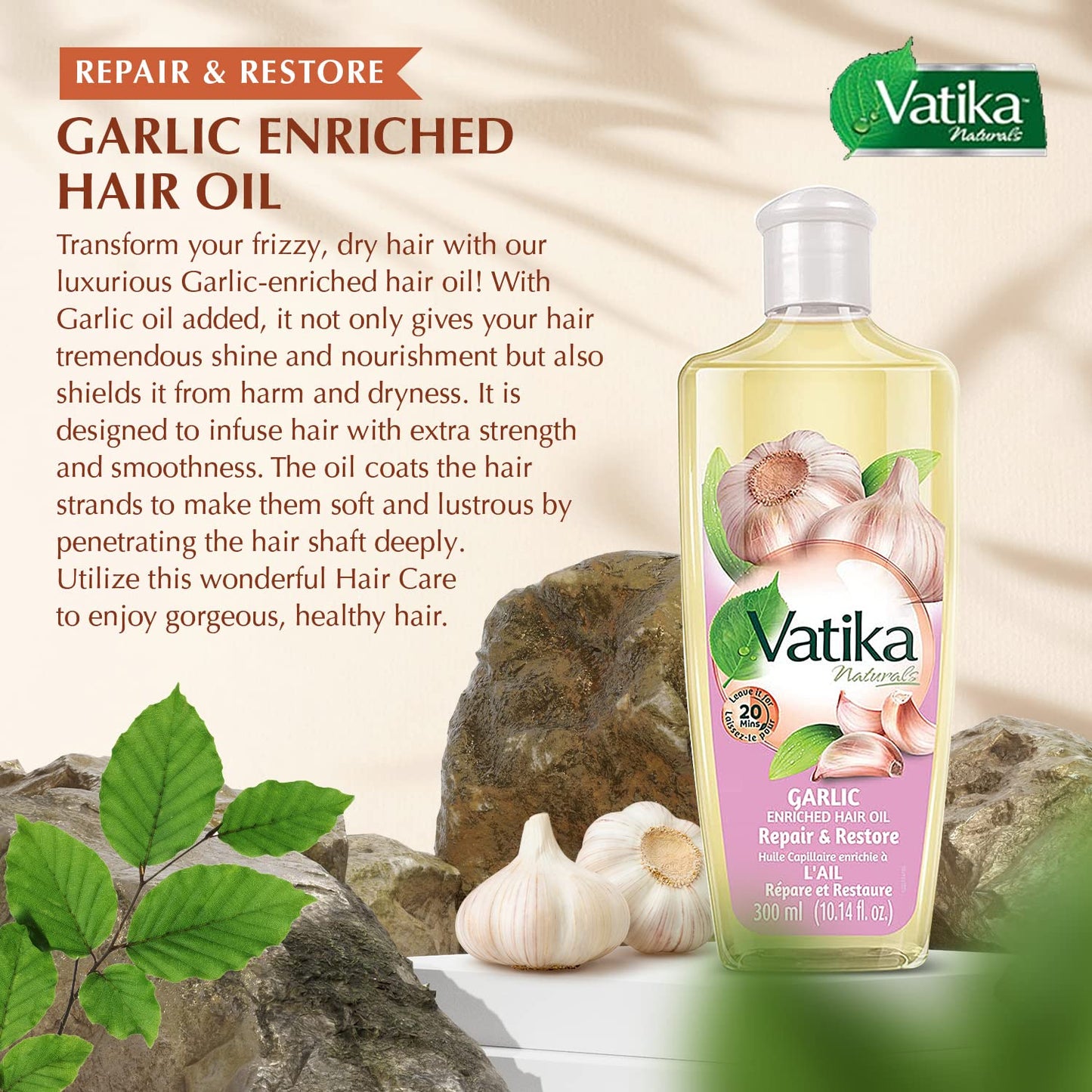 Vatika Naturals Garlic Enriched Hair Oil - 300ml